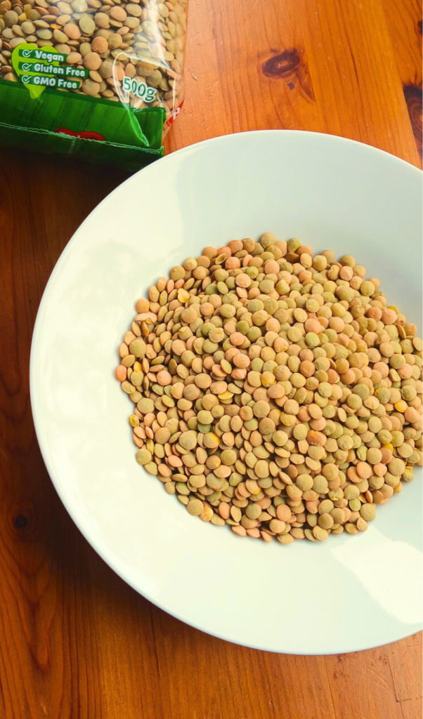 dry green lentils